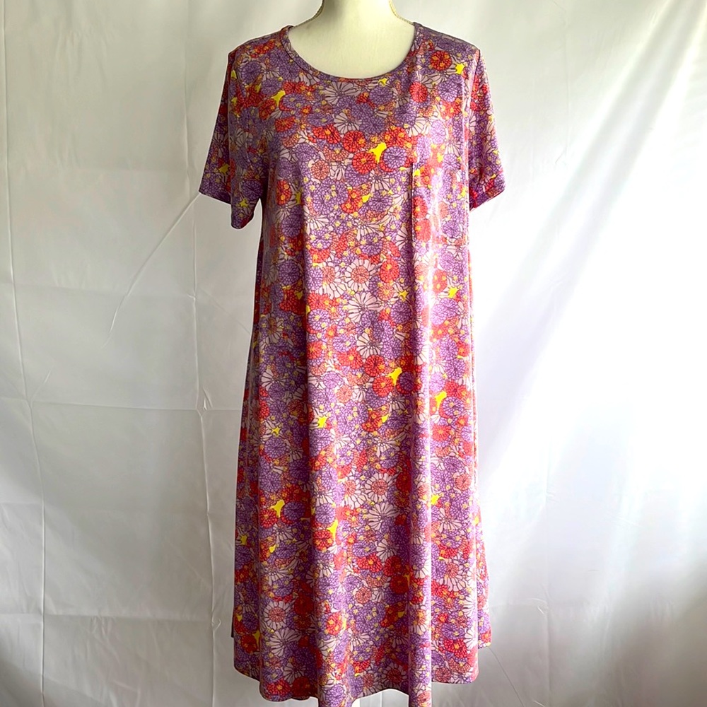 Lularoe “Carly “ high-low, lilac/apricot floral, XL, polyester/spandex